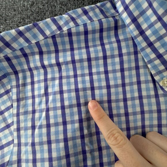 Brooks Brothers 2XL Slim Fit Button Up Shirt Men Purple Blue Non Iron Cotton - Picture 11 of 14